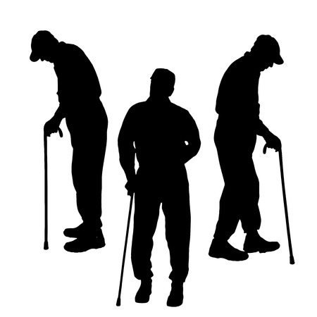 Vector silhouette of old people on a white background. のイラスト素材