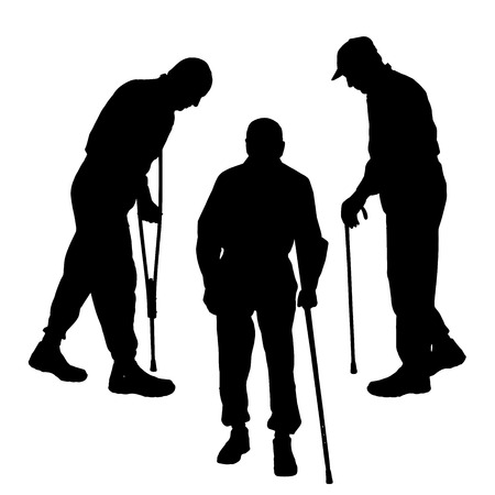 Vector silhouette of old people on a white background. のイラスト素材