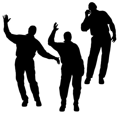 Vector silhouette of people who dance on a white background. のイラスト素材