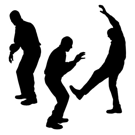 Vector silhouette of people who dance on a white background. のイラスト素材