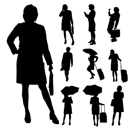 Vector silhouette of businesswoman on a white background.のイラスト素材