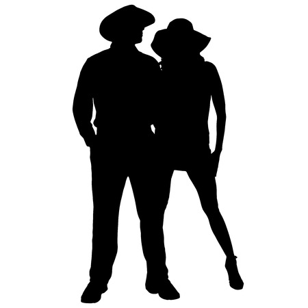 Vector silhouette of people on a white background.のイラスト素材