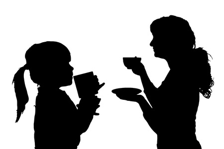 Vector silhouette of people in different situations.のイラスト素材