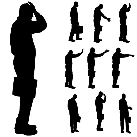 Vector silhouette of a businessman a white background.のイラスト素材