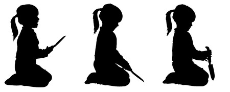 Vector silhouette of girl on a white background.のイラスト素材