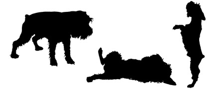 Vector silhouette of a dog on a white background.のイラスト素材