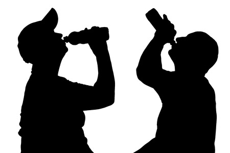 Vector silhouette of people in different situations.のイラスト素材