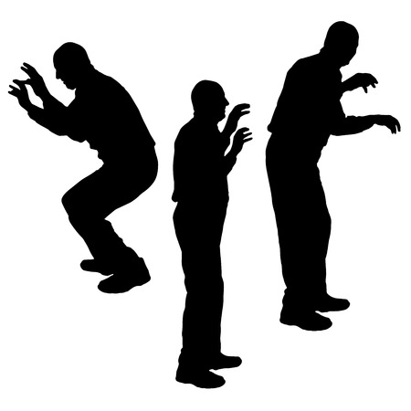 Vector silhouette of people who dance on a white background. のイラスト素材
