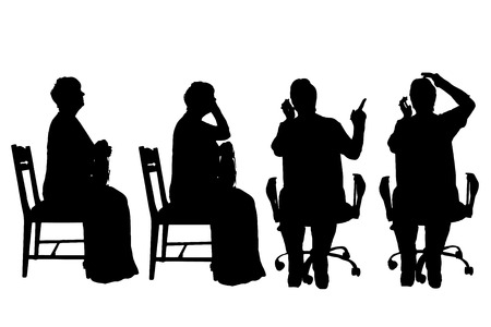 Vector silhouette of women on a white background.のイラスト素材
