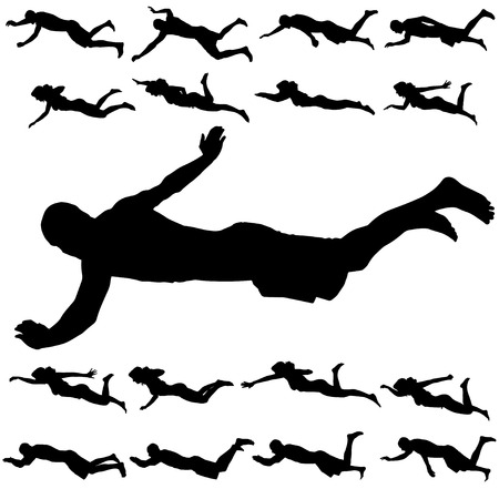 Vector silhouette of a people who swim on a white background.のイラスト素材