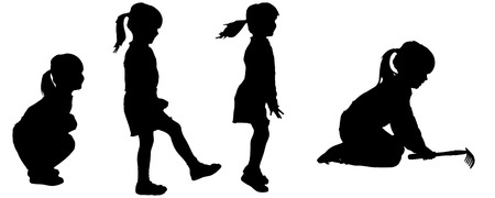 Vector silhouette of girl on a white background.のイラスト素材