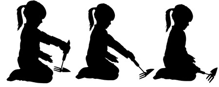 Vector silhouette of girl on a white background.のイラスト素材
