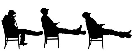 Vector silhouette of a people who is watching TV.のイラスト素材