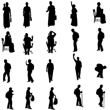 Vector silhouette of women on a white background.のイラスト素材