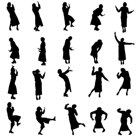 Vector silhouette of women on a white background.のイラスト素材