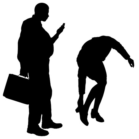Vector silhouette of a people with a trunk on a white background.のイラスト素材