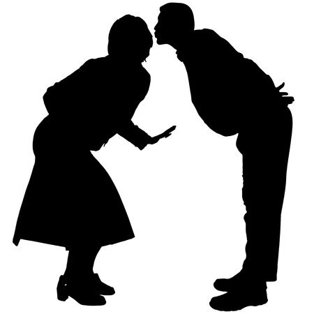 Vector silhouette of people on a white background.のイラスト素材