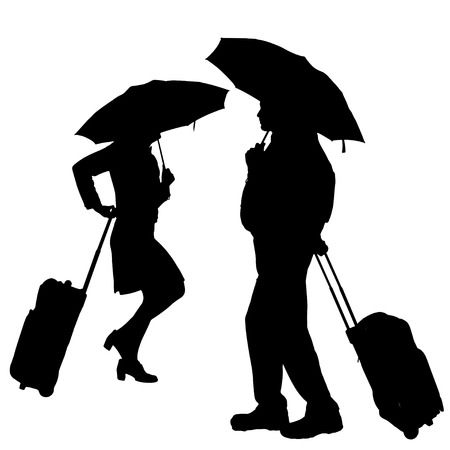 Vector silhouette of a people with a trunk on a white background.のイラスト素材