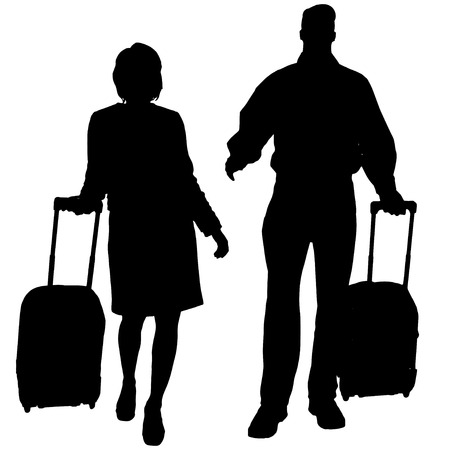 Vector silhouette of a people with a trunk on a white background.のイラスト素材