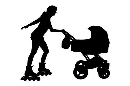 Vector silhouette of a family that sports.のイラスト素材