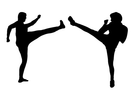 Vector silhouette of a people who boxes.のイラスト素材