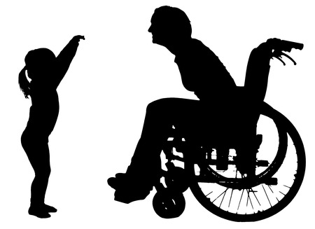 Vector silhouette of family on white background.のイラスト素材