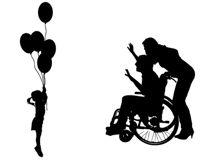 Vector silhouette of family on white background.のイラスト素材