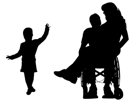 Vector silhouette of family on white background.のイラスト素材