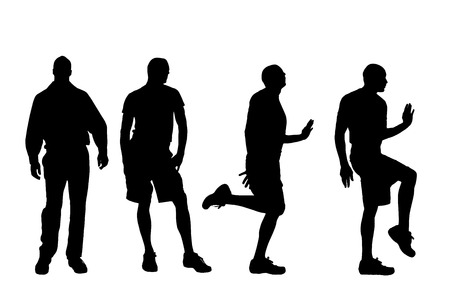 silhouette of people exercising on a white background. のイラスト素材
