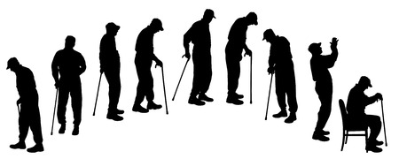 silhouette of old people on a white background. のイラスト素材