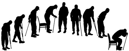 silhouette of old people on a white background. のイラスト素材