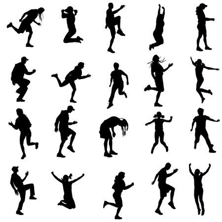 silhouette of a people who run on white background. のイラスト素材