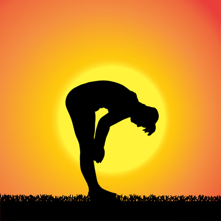 silhouette of woman on a orange background.のイラスト素材