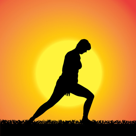 silhouette of woman on a orange background.のイラスト素材