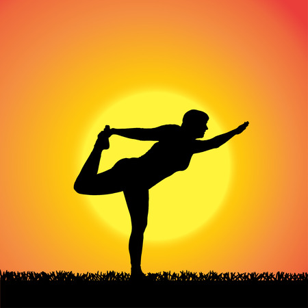 silhouette of woman on a orange background.のイラスト素材