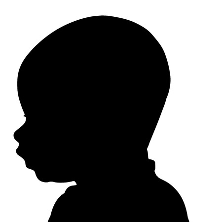 Vector silhouette of a toddler on a white background.のイラスト素材