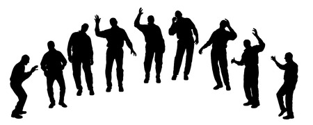 Vector silhouette of old people on a white background. のイラスト素材