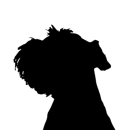 Vector silhouette of a dog on a white background.のイラスト素材