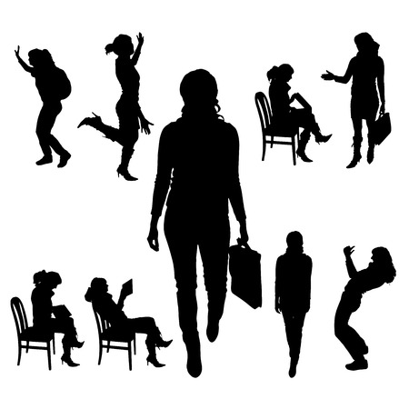 Vector silhouette of businesswoman on a white background.のイラスト素材
