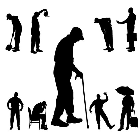 Vector silhouette of people on a white background.のイラスト素材