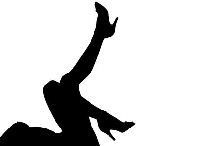 Vector silhouette sexy girl's leg on a white background.のイラスト素材