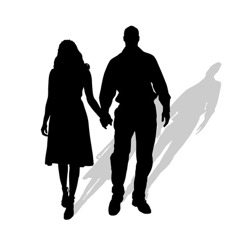 Vector silhouette of couple on a white background.のイラスト素材