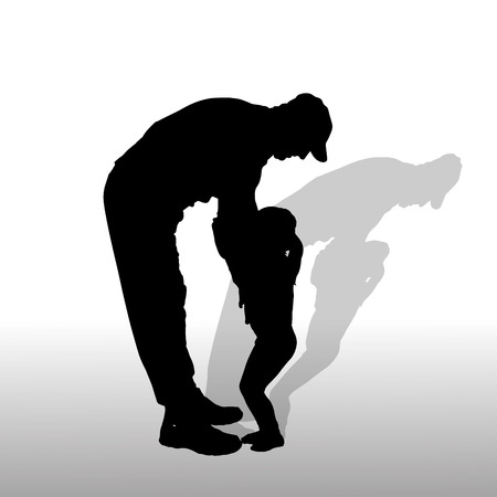 Vector silhouette of family on a white background. のイラスト素材