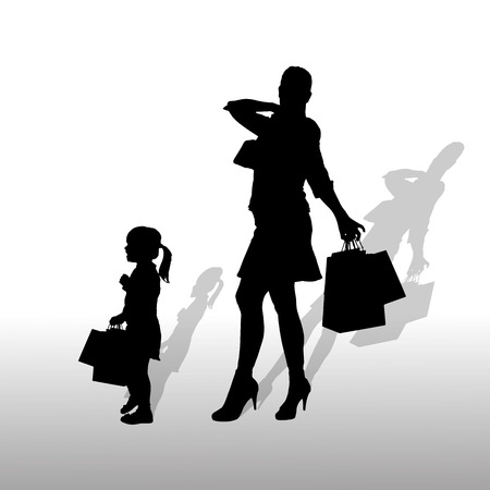 Vector silhouette of family on a white background. のイラスト素材