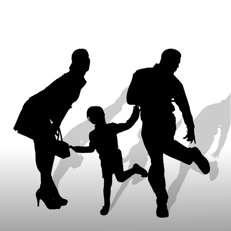 Vector silhouette of family on a white background. のイラスト素材