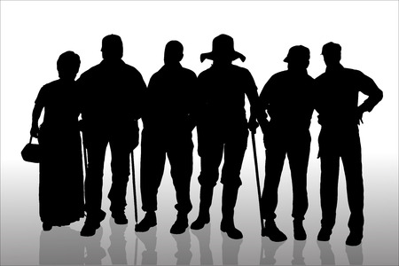 Vector silhouette of a old people on a white background.のイラスト素材