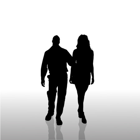 Vector silhouette of a couple on a white background.のイラスト素材