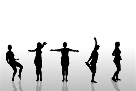 Vector silhouette of a woman who exercisingのイラスト素材