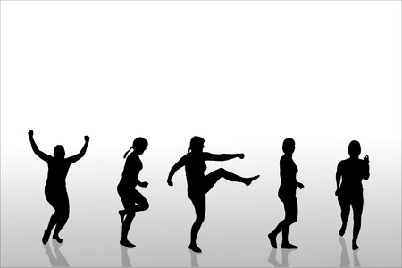 Vector silhouette of a woman who exercisingのイラスト素材