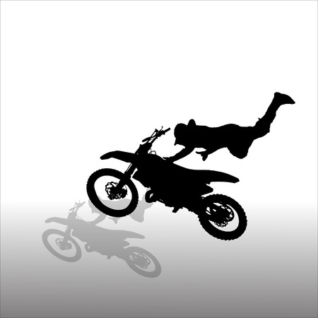 Vector silhouettes man who jumps on a motorbike.のイラスト素材